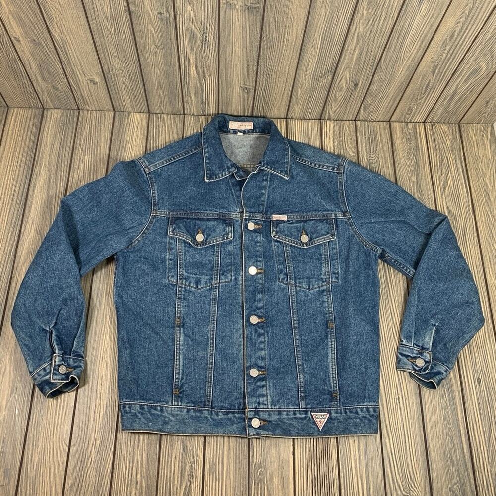 Guess Men Vintage Trucker‎ Denim Jean Jacket Style 10847 USA Size M Cut 18077